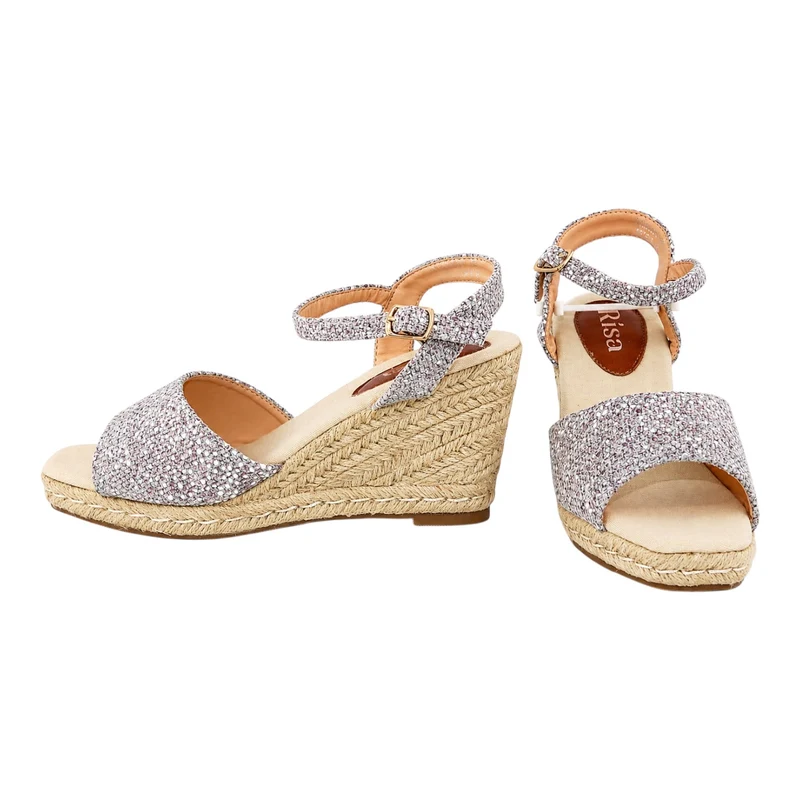 Risa Women's Open-Toe Espadrille Wedge Sandals Silver - 36