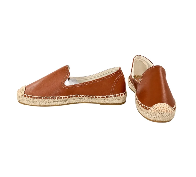 Risa Women's Leather Espadrille Slip-On Shoes Brown - 37