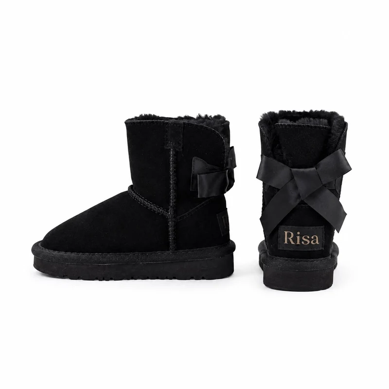 Risa Girls' Short Winter Boots Black - 22