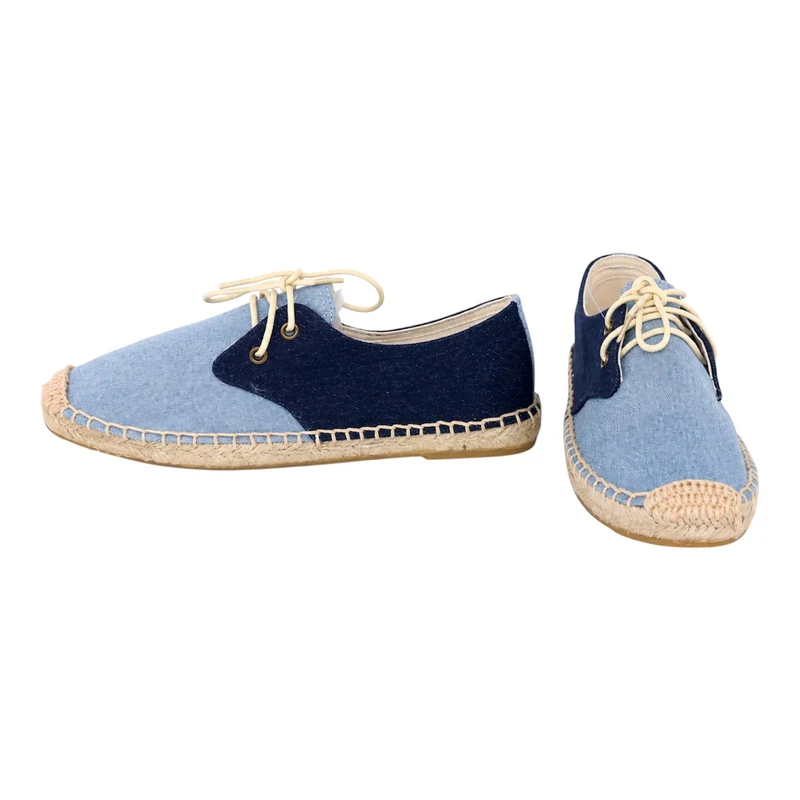 Risa Women's Two-Tone Lace-Up Espadrille Shoes Dark & Light Blue - 36