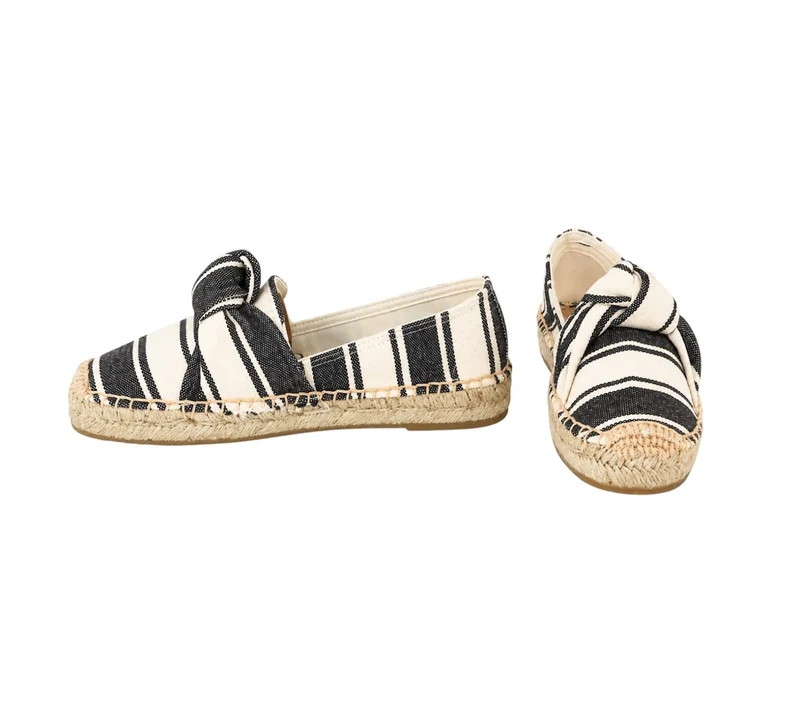 Risa Women's Bow Striped Espadrille Slip-On Shoes Black - 38