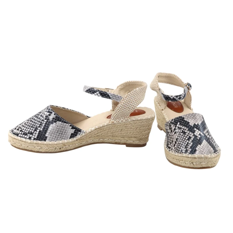 Risa Women's Snakeskin Wedge Sandals Gray Combi - 38