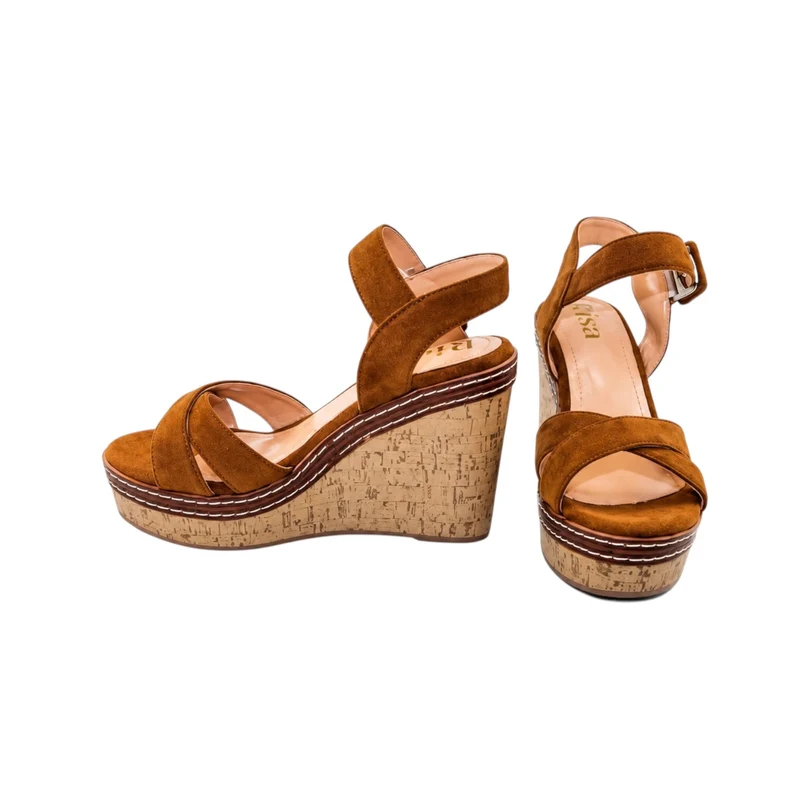 Risa Women's Wedge Sandals with Ankle Strap Beige - 39