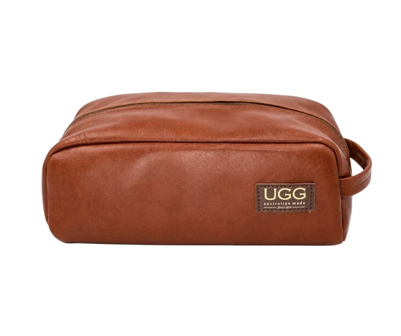 UGG Leather Travel Toiletry Bag Hickory