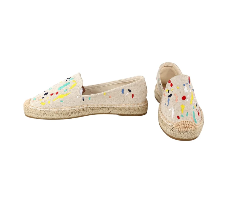 Risa Women's Graffiti Embroidered Espadrille Slip-On Shoes Beige - 36