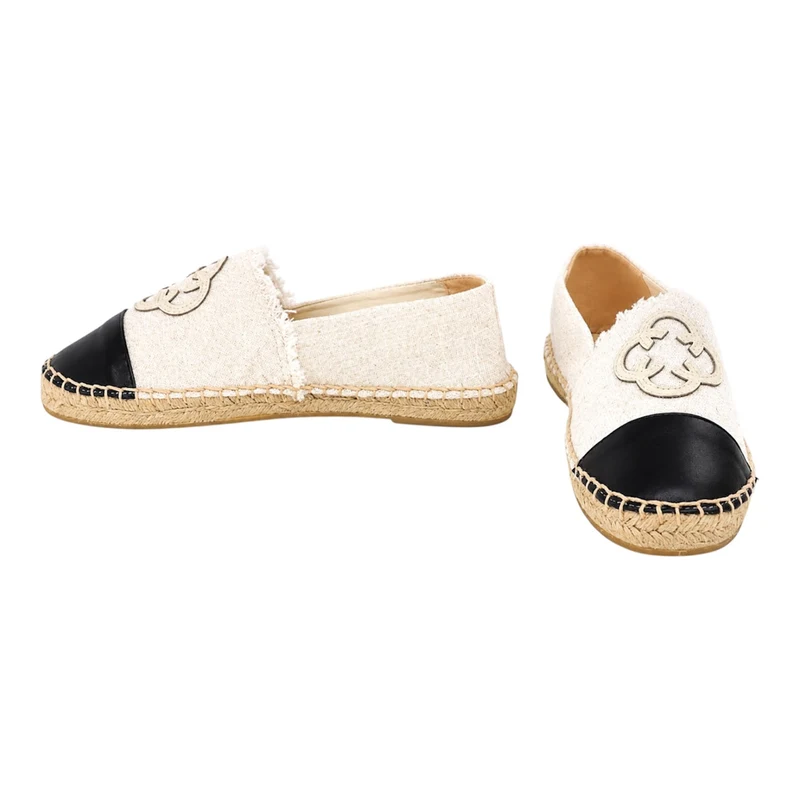 Risa Women's Logo Espadrille Slip-On Shoes Black Combi - 41