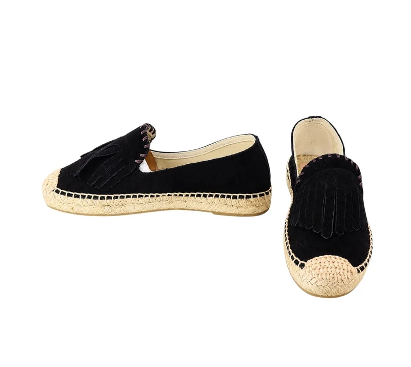 Risa Women's Fringed Espadrille Slip-On Shoes Black - 36
