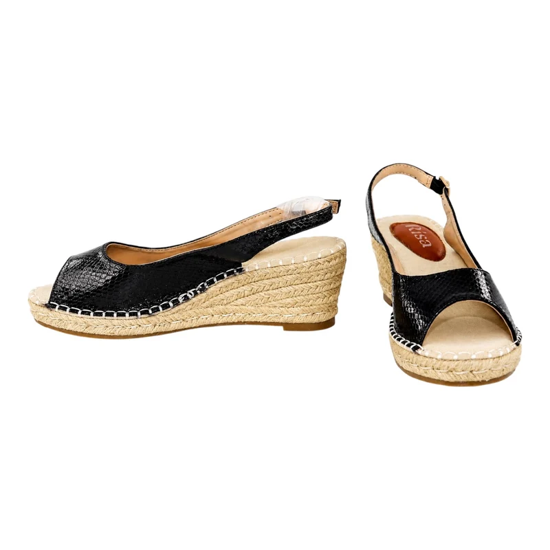 Risa Women's Snakeskin Espadrille Wedge Sandals Black - 40