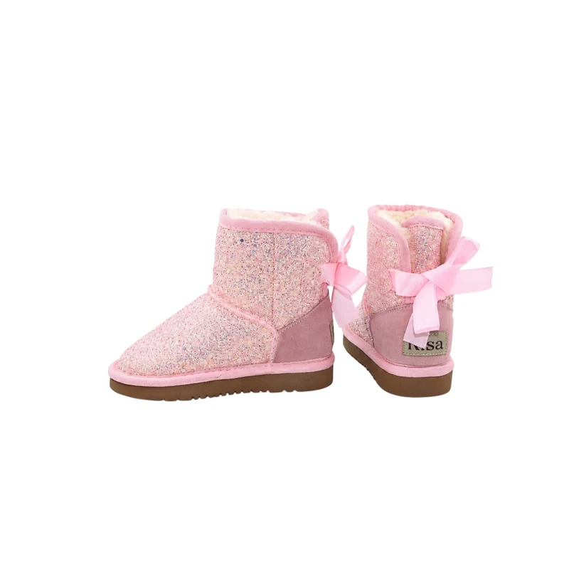 Risa Girls' Shimmer Short Winter Boots Pink - 30
