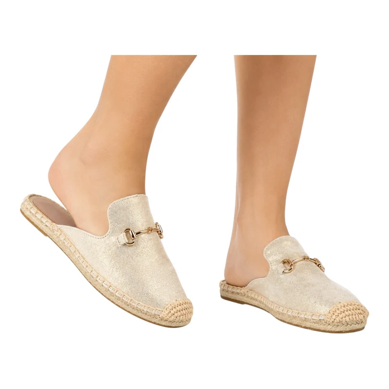 Risa Women's Horsebit Espadrille Mule Slides Champagne Gold - 40