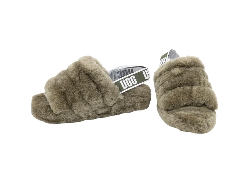 UGG Women's Fluff Yeah Slingback Slippers Olive - 37