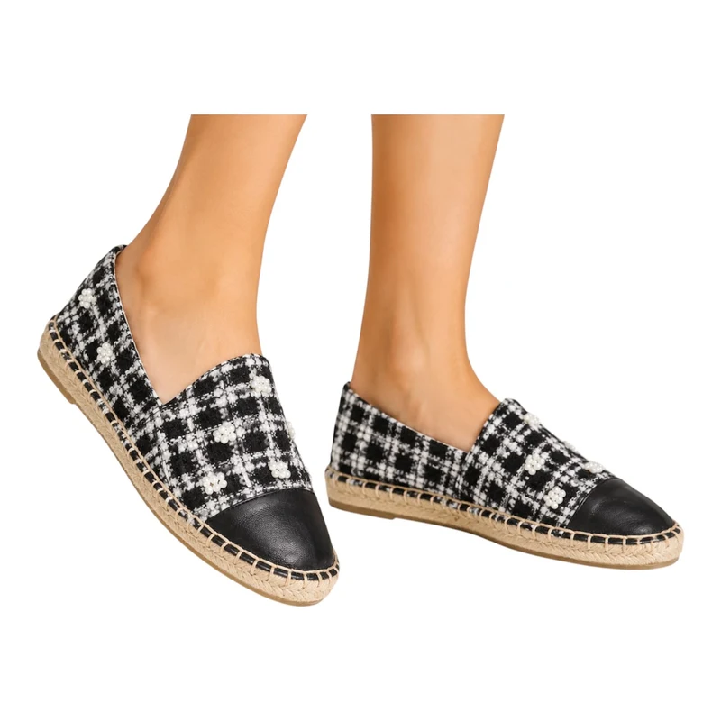 Risa Women's Pearl Espadrille Slip-On Shoes Black Combi - 41