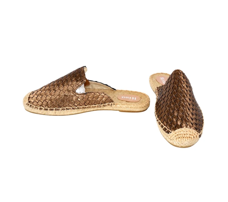 Risa Women's Woven Leather Espadrille Mule Bronze - 37