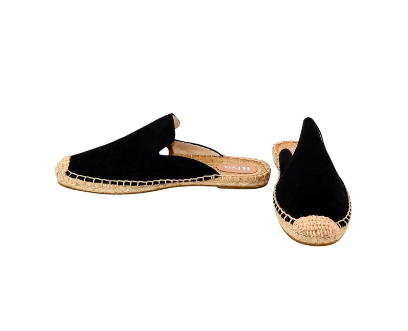 Risa Women's Espadrille Flat Mule Shoes Black - 39