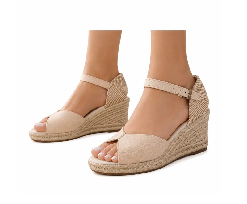 Risa Women's Open-Toe Wedge Espadrille Sandals Champagne - 36