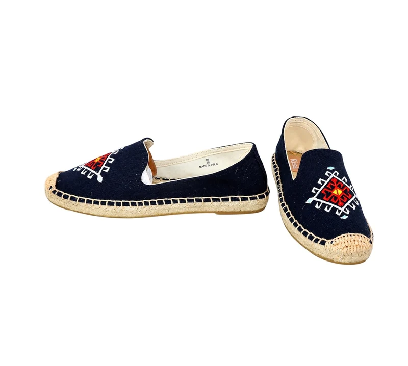 Risa Women's Tribal Embroidered Espadrille Slip-On Shoes Navy - 38