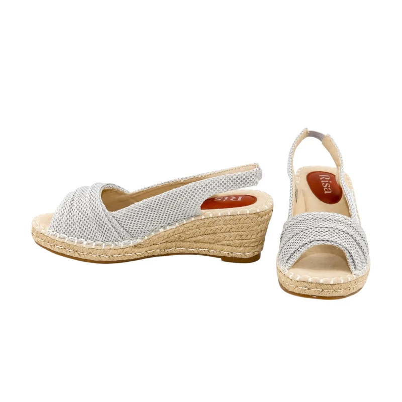 Risa Women's Mesh Wedge Espadrille Sandals Silver - 38