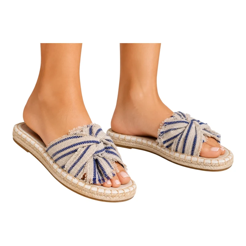 Risa Women's Knotted Espadrille Mule Slides Blue - 40