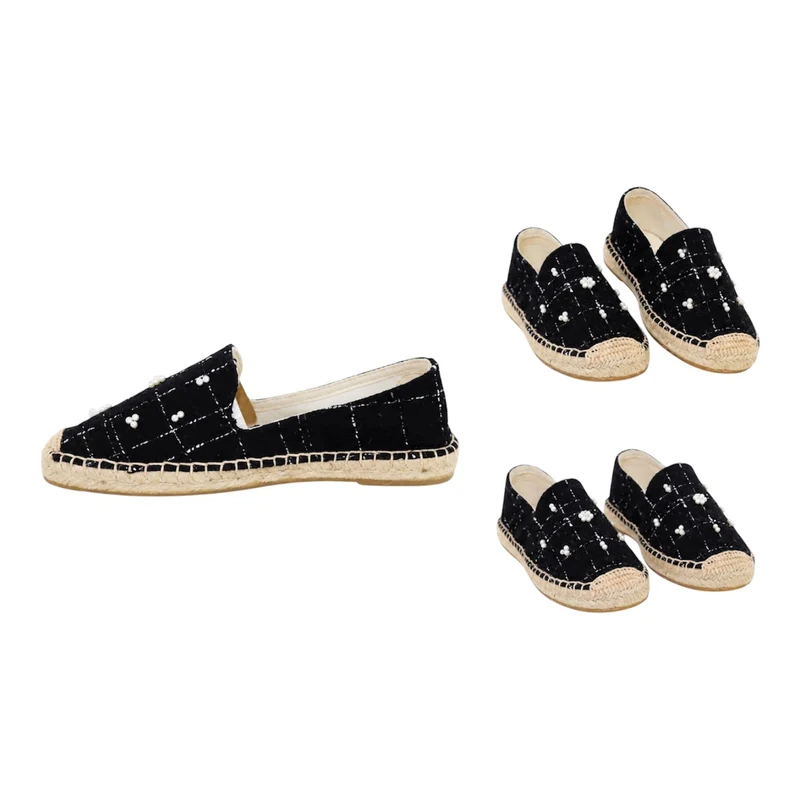 Risa Women's Pearl Espadrille Slip-On Shoes Black Combi - 40