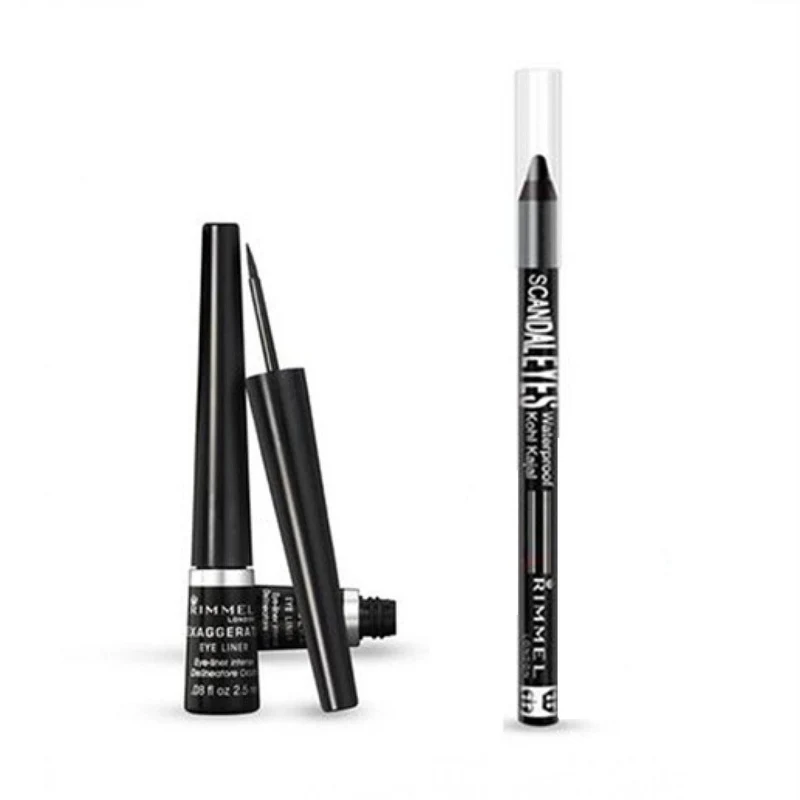 Rimmel London Exaggerate Eyeliner & ScandalEyes Kohl Kajal Set - Black - 2 Pieces