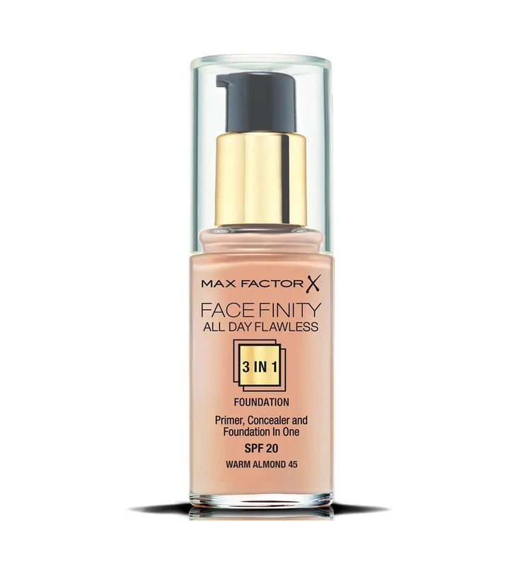 Max Factor Facefinity All Day Flawless 3 in 1 Foundation SPF 20 30ml - 45 Warm Almond